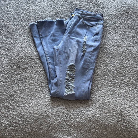 Distressed Blue Jeans - Picture 3 of 4